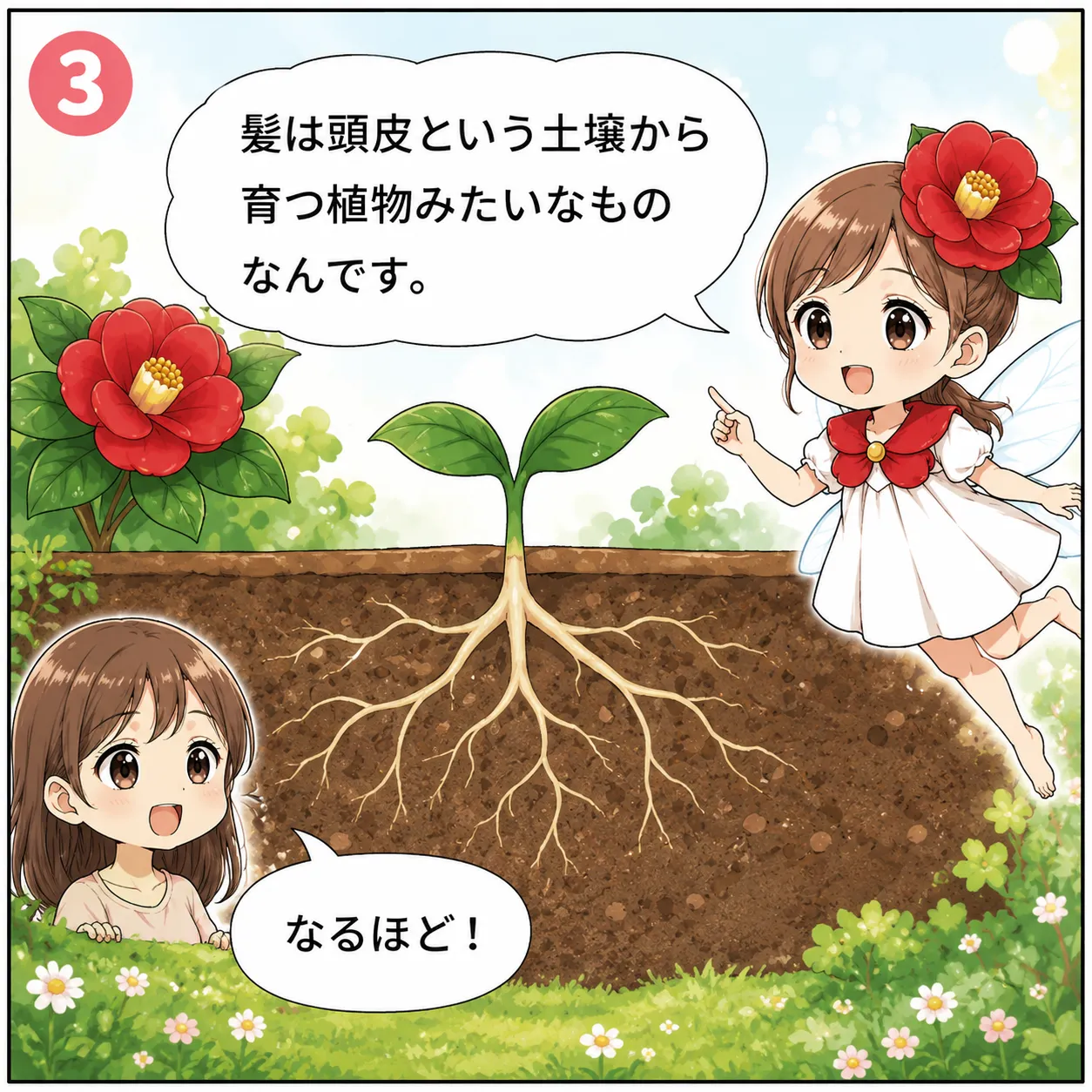 美しい髪は頭皮から！ツバキ油で始める頭皮ケア 3コマ目