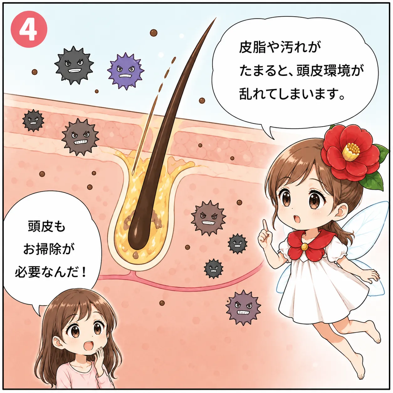 美しい髪は頭皮から！ツバキ油で始める頭皮ケア 4コマ目