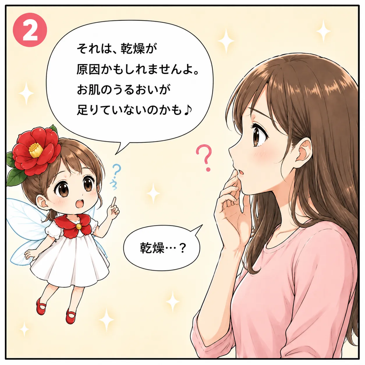 ツバキ油で始める、うるおいフェイシャルケア 2コマ目