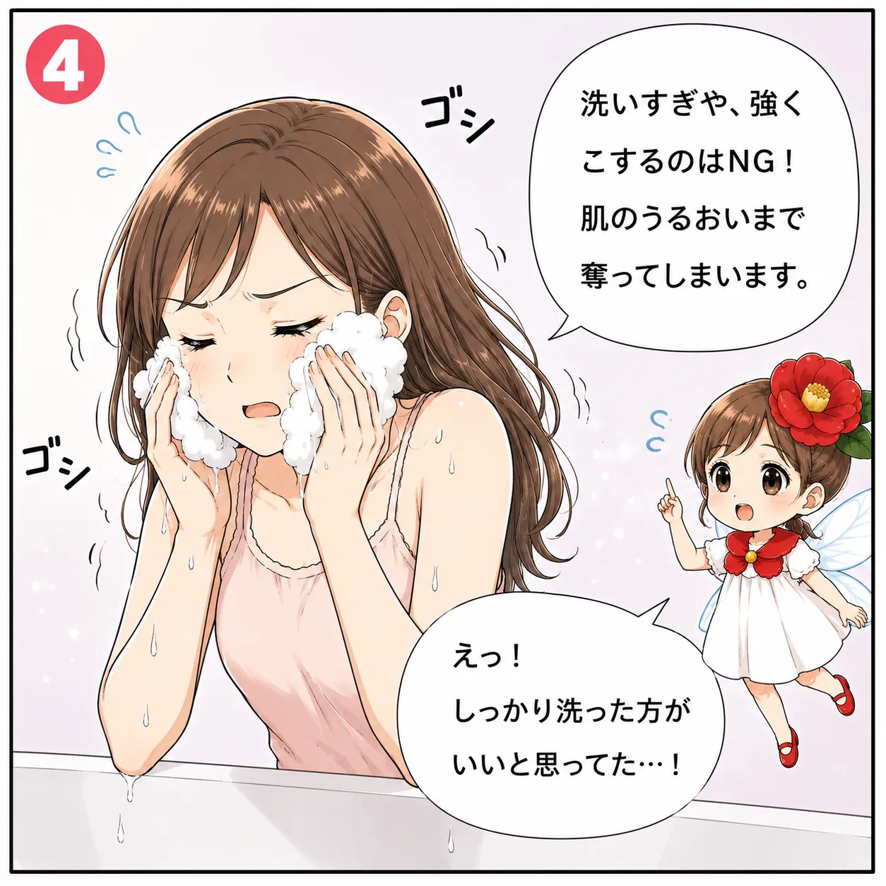 ツバキ油で始める、うるおいフェイシャルケア 4コマ目