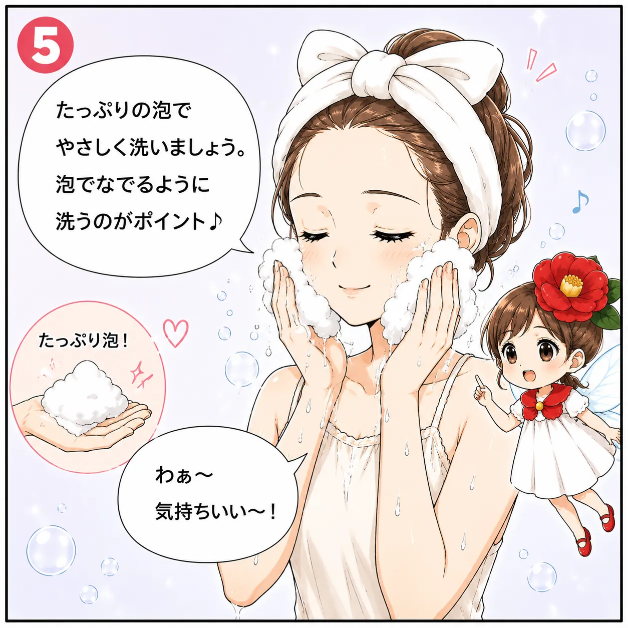 ツバキ油で始める、うるおいフェイシャルケア 5コマ目